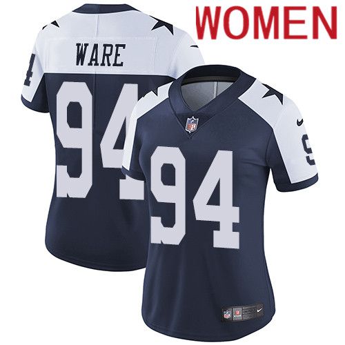 Women Dallas Cowboys 94 DeMarcus Ware Nike Navy Blue Throwback Limited NFL Jersey